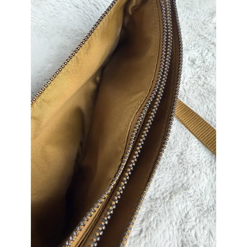 Lululemon Curved Wristlet Burnt Caramel Brown Gold Clutch PouchBag Travel Wallet